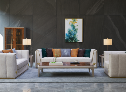 Sofa-Garnitur 3+2+1 Sëtzer Klassesch Wunnlandschaft Deko Sofae Couchen