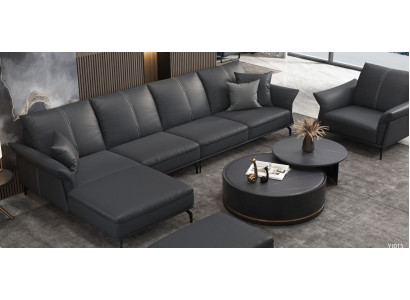 Wunnzëmmer L-Form Schwarz Modern Luxus Multifunktioun Sofa Canapé