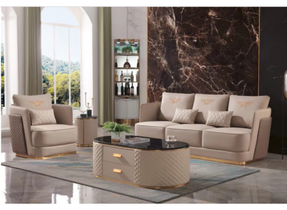 Komplett Set Sofa 3+1er + Nuetsdësch Beistelltisch Designer Wunnlandschaft