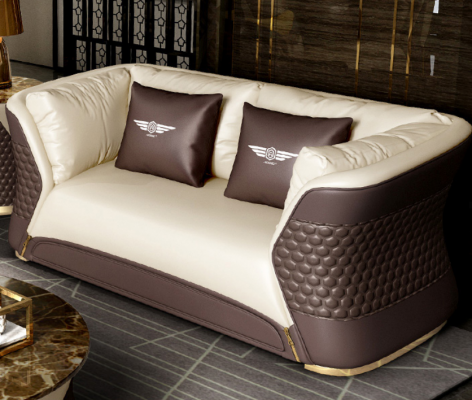 Sofasut 3+2+1 Sëtz Ledersofa Canapé Dekor Wunnlandschaft Garnitur