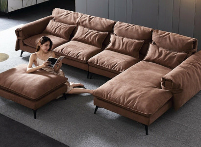 Wunnlandschaft L-Form Modern Braun Design Sofaen Ecksofa Polsterung