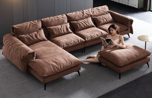Wunnlandschaft L-Form Modern Braun Design Sofaen Ecksofa Polsterung