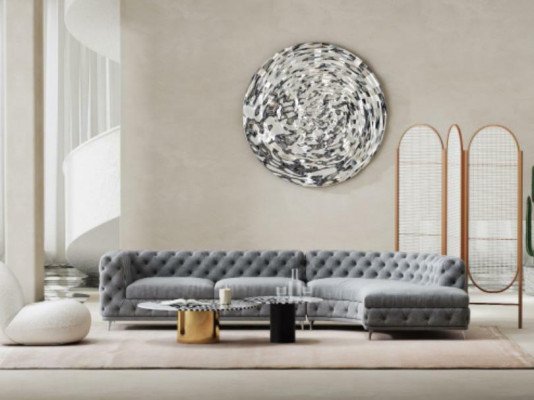 Chesterfield Sëtz Design Couch Lounge Sofaen Textil Ecksofa L-Form Wunnlandschaft