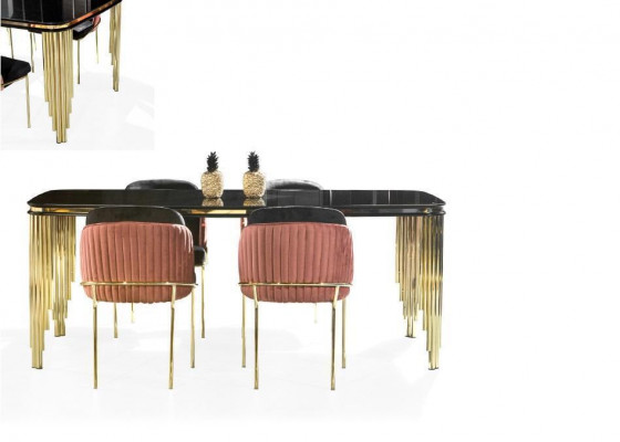 Luxus Iesszëmmer Iess-Sortiment Design Dësch Kommode 4x Still Gruppéierung 6-Deeler Set Nei