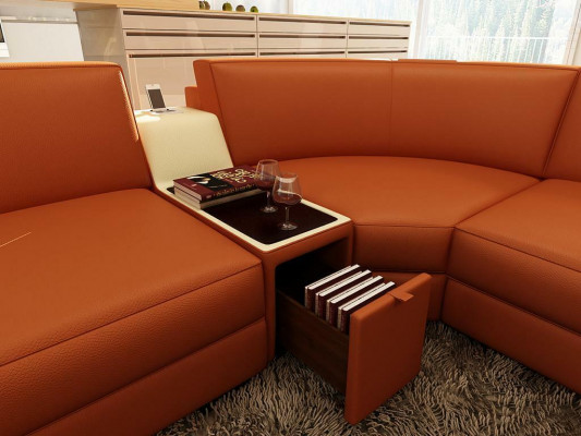 Ledercouch Couch Wunnlandschaft U-Form Design Modern Sofa 5103 Sofas