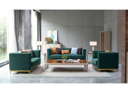Sofa-Garnitur 3+2+1 Relax-Sëtzer Set Design Sofas Polster Couchen Lieder