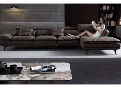 Wunnzëmmer L-Form Modern Braun Design Sofas Nei Ecksofa Polsterung