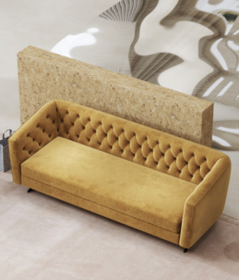 Gelbe Wohnzimmer Sofagarnitur Exklusive 3+2 Chesterfield Polstersofas Sitzmöbel 