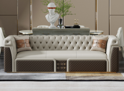 Canapé dräi-Sëtz Sofa Stil Modern Polster Chesterfield Lieder Canapéen