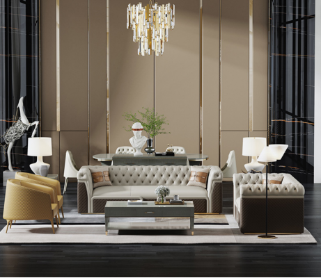 Canapé dräi-Sëtz Sofa Stil Modern Polster Chesterfield Lieder Canapéen