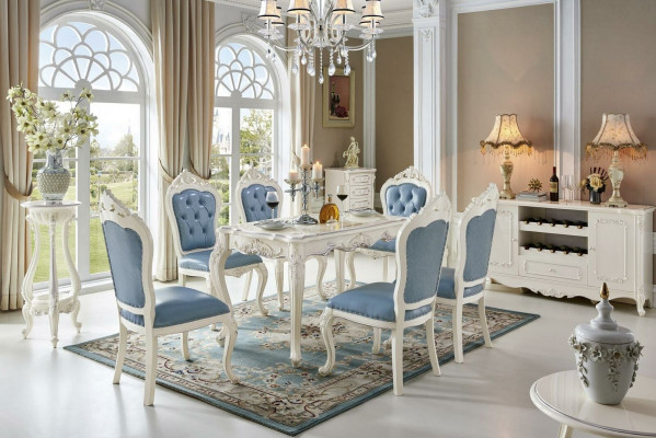 Klassesch Barock Set 4x Garnitur Chesterfield Stuelen Grupp Massivholz