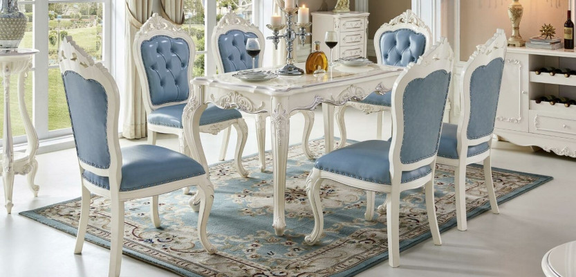 Klassesch Barock Set 4x Garnitur Chesterfield Stuelen Grupp Massivholz