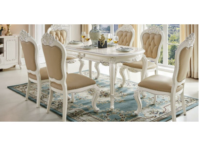Barock-Stil Chesterfield 4er Stullset Antik-Stil Iesszëmmer Sëtzmiwwel-Set Klassesch Massivholz x4 Still
