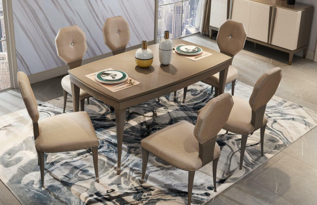 Iessdësch Grupp Garnitur Iesszëmmer Dësch Wunnzëmmer Holz Design Dëscher