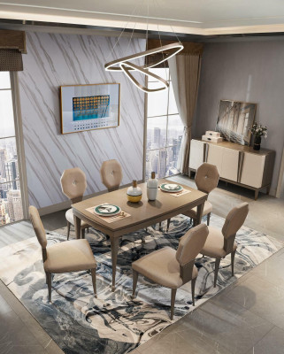 Iessdësch Grupp Garnitur Iesszëmmer Dësch Wunnzëmmer Holz Design Dëscher
