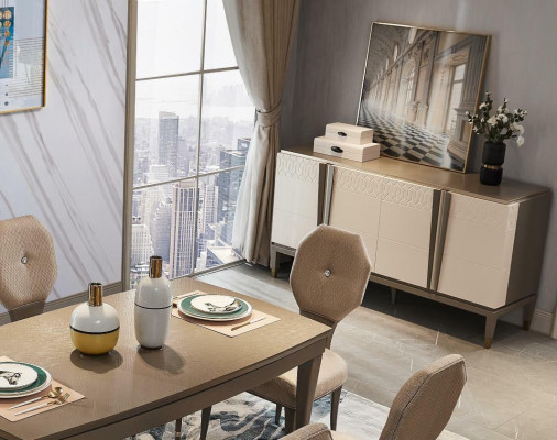 Iessdësch Grupp Garnitur Iesszëmmer Dësch Wunnzëmmer Holz Design Dëscher