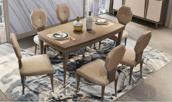 Iessdësch Grupp Garnitur Iesszëmmer Dësch Wunnzëmmer Holz Design Dëscher