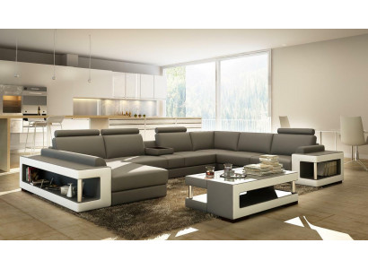 Ledersofa XXL Ecksofa Design Grouss Sofa Couch Polster Eck Sëtz Garnitur