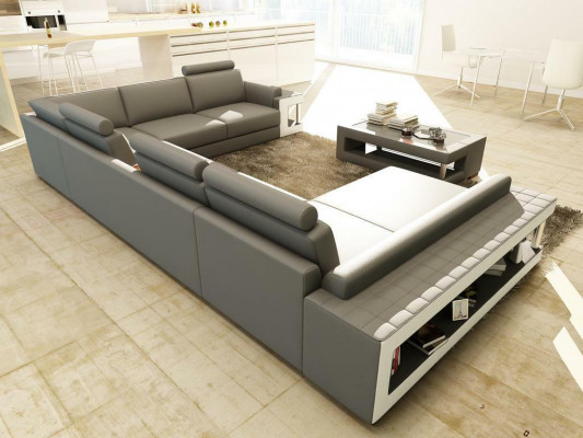 Ledersofa XXL Ecksofa Design Grouss Sofa Couch Polster Eck Sëtz Garnitur