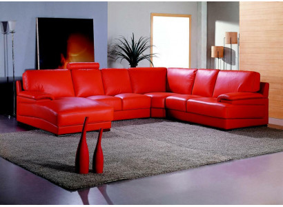 Ledercouch Wunnlandschaft Eckcouch Polster Eck Sëtz Couch Garnitur U Form XXL Grouss