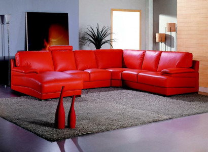 Ledercouch Wunnlandschaft Eckcouch Polster Eck Sëtz Couch Garnitur U Form XXL Grouss