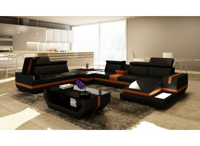 Ledercouch Sofa Wunnlandschaft U-Form Design Modern Sofa Ecksofaen Design 5099