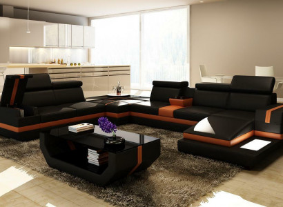Ledercouch Sofa Wunnlandschaft U-Form Design Modern Sofa Ecksofaen Design 5099