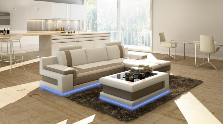 Ledercouch Canapé Wunnlanschaft L Form Design Modern Canapé Eckcanapéen