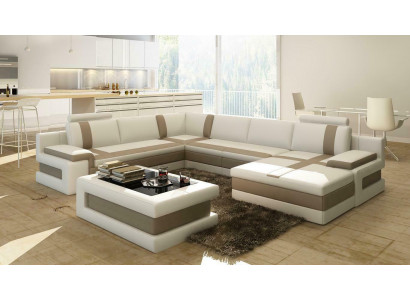Ledercouch Sofa Wunnlandschaft U-Form Design Modern Sofa Ecksofaen