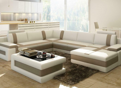 Ledercouch Sofa Wunnlandschaft U-Form Design Modern Sofa Ecksofaen