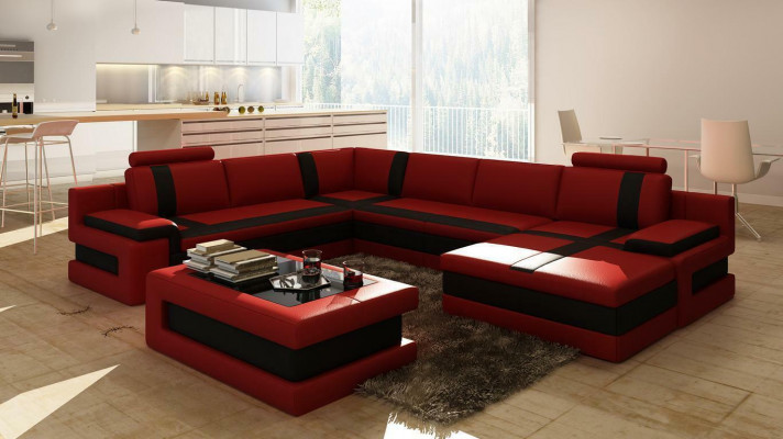 Ledercouch Sofa Wunnlandschaft U-Form Design Modern Sofa Ecksofaen