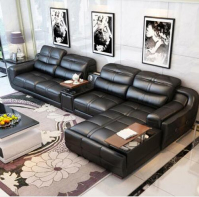 Canapé Canapé Ecksofa L-Form Polster Modern Relax Sëtz Luxus Miwwelen Wunnlandschaft