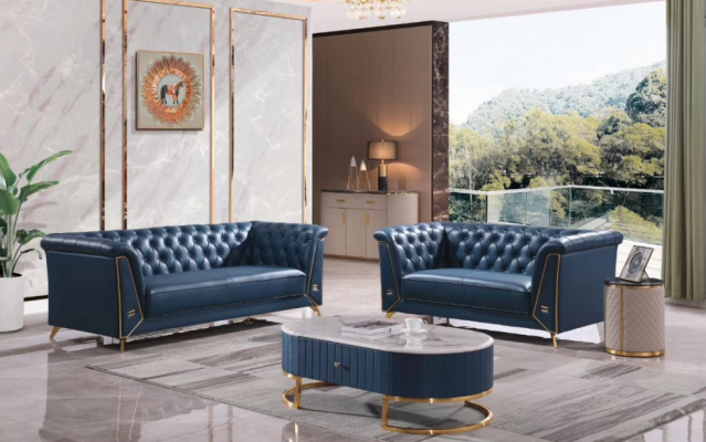 Luxus Chesterfield Sofagarnitur 3+2 Sëtzer Couchtisch Miwwelen Couch