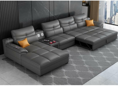 Lounge Canapé Wénkeck Canapé U-Form Polster Modern Entspanen Sëtz Luxus Miwwel Wunnlandschaft