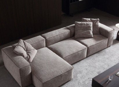 Design Polsterung Textil Modern Elegant Design Stoff Canapé Eck L-Form