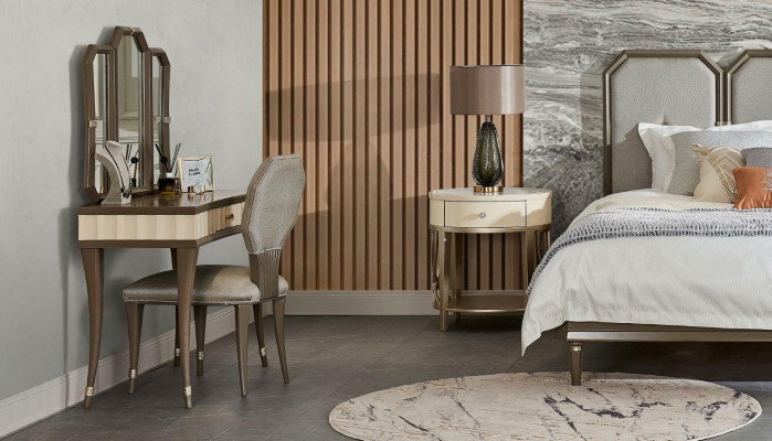 Bett 2x Nuetsdësch 3tlg Schlofkummer Set Modern Schlofkummer Massivholz