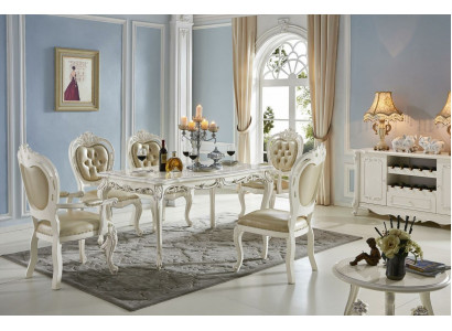 Chesterfield Barock Stil 4er-Set Designer Iesszëmmer Ledersstillen