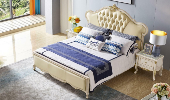Chesterfield grousst Luxus-Duebelbett Bett Polsterbett Design 180x200 Massivholz