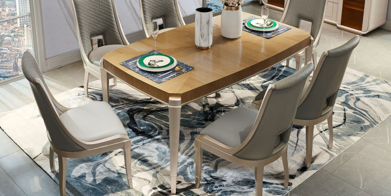 Dësch Modernt Holz Design Holzdësch Iessdësch Wunnzëmmer Dëscher Iesszëmmer 170x98cm