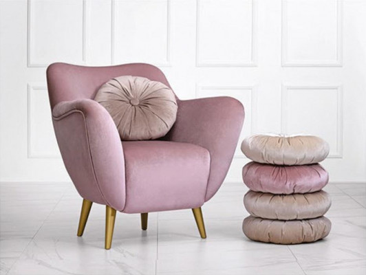 Fautëil Fauteuil Sessel 1 Sëtz Sëtz Stoff Luxus Wunnzëmmer Modern Rosa