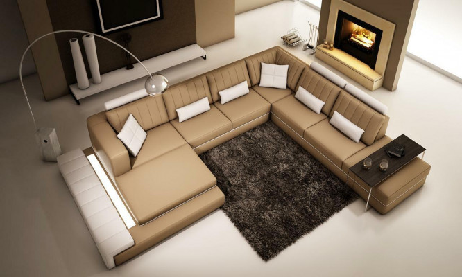 XXL Wunnlandschaft Design Eckpolstersofa Lieder Canapéen Garnitur