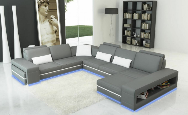 Liedercouch Couch Wunnlandschaft U-Form Design Modern Sofa Eck Dekor Sofas