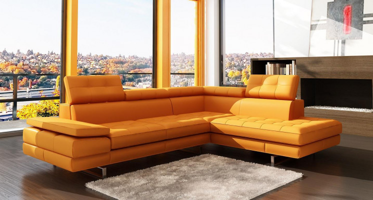 Ledersofa Couch Wunnlandschaft L-Form Design Modern Sofa 5057