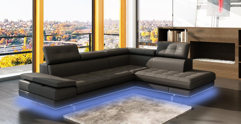 Ledersofa Couch Wunnlandschaft L-Form Design Modern Sofa 5057