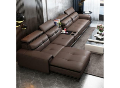 Sëtz Miwwelen Wunnlandschaft Luxus Kënschtleeder Eckcouch L-Form Polster Modern Relax