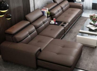 Sëtz Miwwelen Wunnlandschaft Luxus Kënschtleeder Eckcouch L-Form Polster Modern Relax