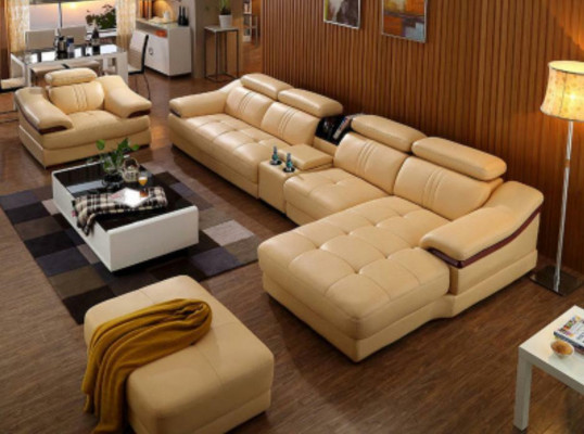 Wunnlandschaft Luxus Eckgarnitur Eckssofa L-Form Polster Modern Relax Sëtz Miwwelen