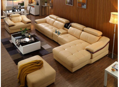 Wunnlandschaft Luxus Eckgarnitur Eckssofa L-Form Polster Modern Relax Sëtz Miwwelen