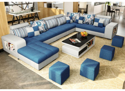 Eckcouch U-Form Luxus Textil Polster Modern Relax Sitz Miwwelen Wunnlandschaft Miwwelen