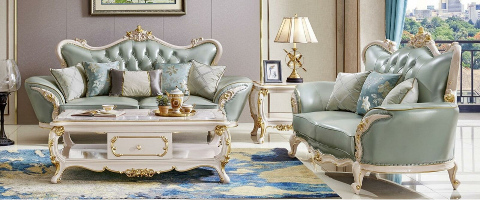 Soffagarnitur Lieder-Sofa Klassesch 2-Stéck-Set 3+2 Plazen Canapé Massivholz